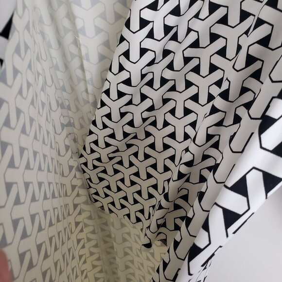 J McLaughlin Catalina Cloth Panama Dress Small Black White Geo High Neck - Picture 5 of 7